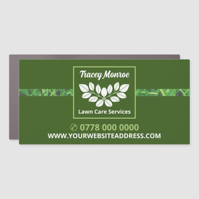 Leafy Grass Strip Design, Lawn Care Services Car Magnet (Front)