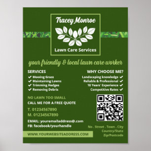 Leafy Grass Strip Design, Lawn Care Services Poster