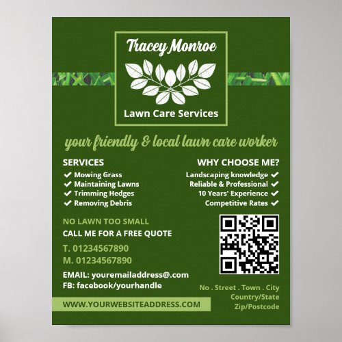Leafy Grass Strip Design Lawn Care Services Poster