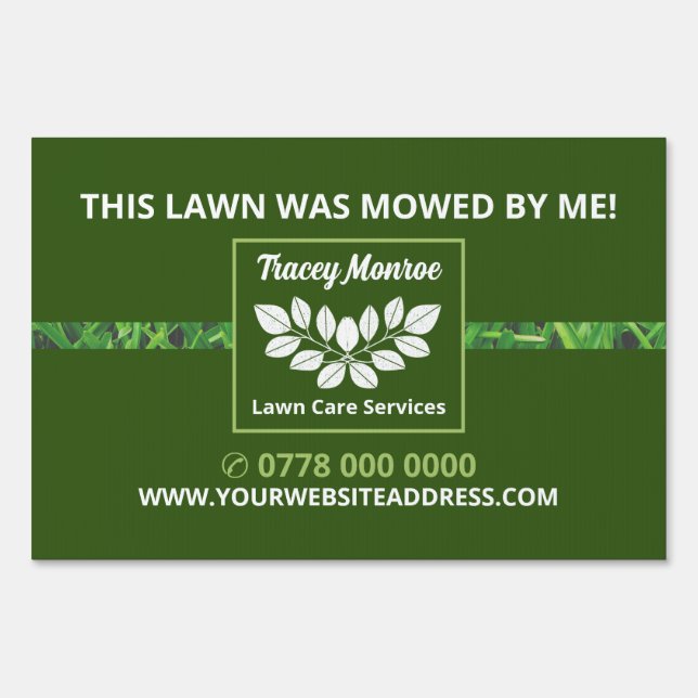 Leafy Grass Strip Design, Lawn Care Services Sign (Front)