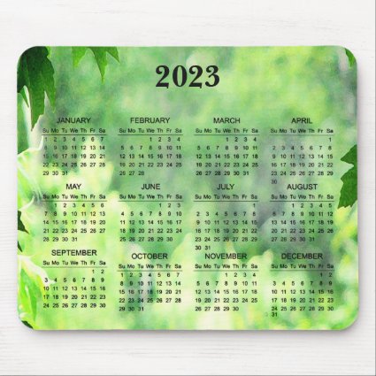 Leafy Green 2023 Nature Calendar Mousepad
