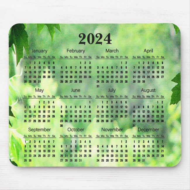 Leafy Green 2024 Nature Calendar Mousepad