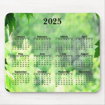 Leafy Green 2025 Nature Calendar Mousepad