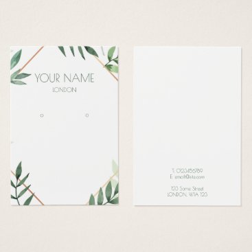 Leafy green and gold border earring display card