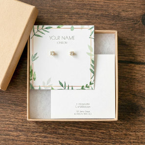 Leafy green and gold border earring display card