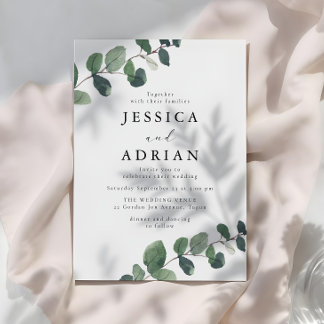 Leafy Green Elegance Wedding Invitation