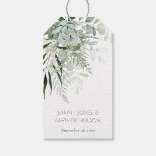 Leafy Green Fern Succulent Frame Foliage Wedding Gift Tags