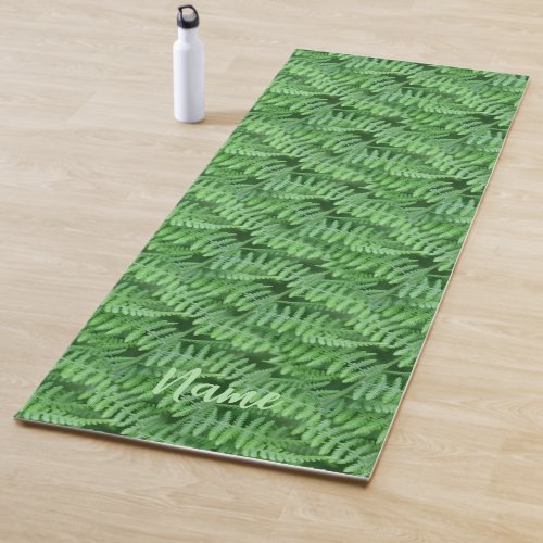 Leafy Green Ferns Nature Pattern Personalized Yoga Mat