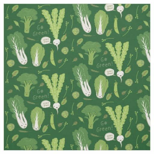 Leafy Green Garden Veggies | Cute Vegetables Fabric