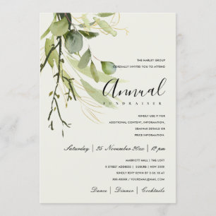 LEAFY GREEN GOLD FOLIAGE CORPORATE PARTY EVENT INVITATION