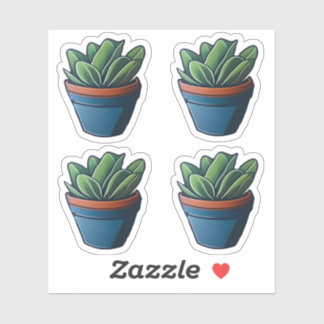Leafy Green Houseplant in Blue Pot Design Sticker