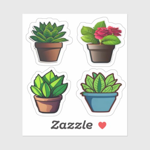 Leafy Green Houseplant Potted Plant Assortment 1 Sticker