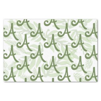 Leafy Green Monogram Crafting or Wrapping Tissue Paper