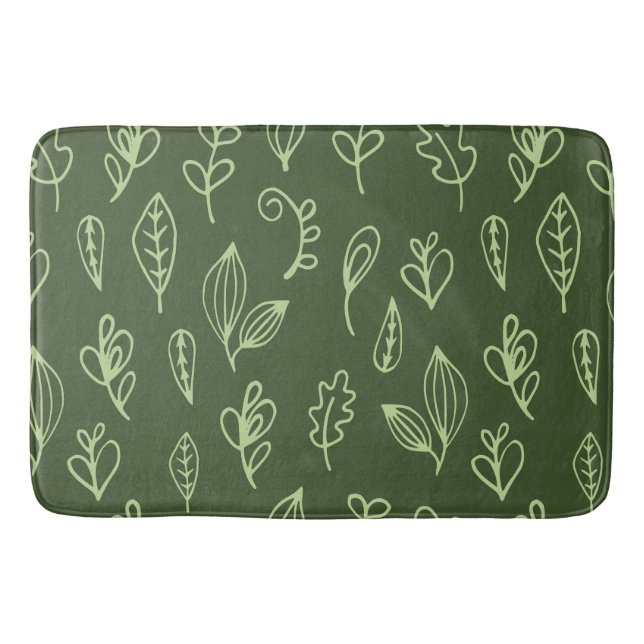 Leafy Green on Dark Green Background Bath Mat (Front)