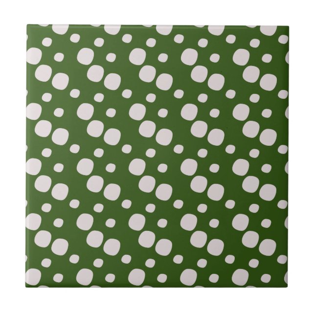 Leafy Green Pink Dots    Ceramic Tile (Front)