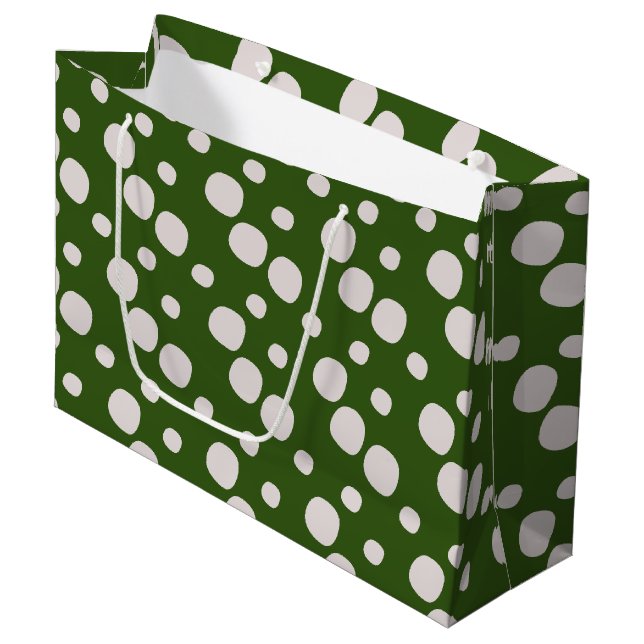 Leafy Green Pink Dots   Large Gift Bag (Front Angled)
