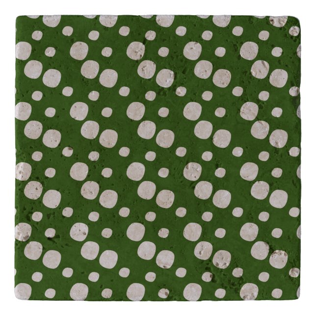 Leafy Green Pink Dots   Trivet (Front)