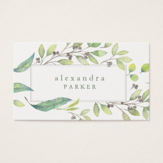 Leafy Green | Trendy Watercolor Frame Business Card