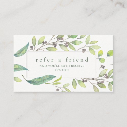 Leafy Green  Trendy Watercolor Frame Referral