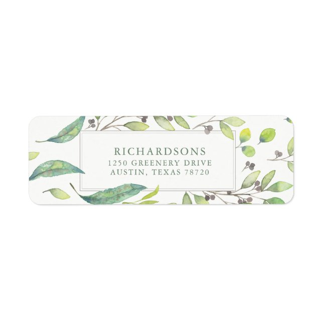 Leafy Green | Trendy Watercolor Label (Front)