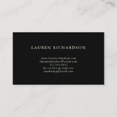 Leafy Green | Trendy Watercolor on Black Business Card (Back)