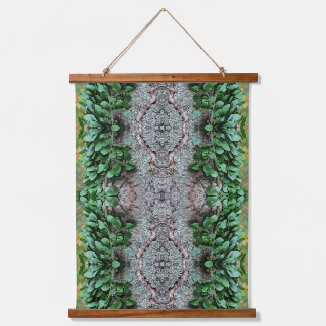 Leafy Green Vine Growing On Tree Abstract Hanging Tapestry (Front)