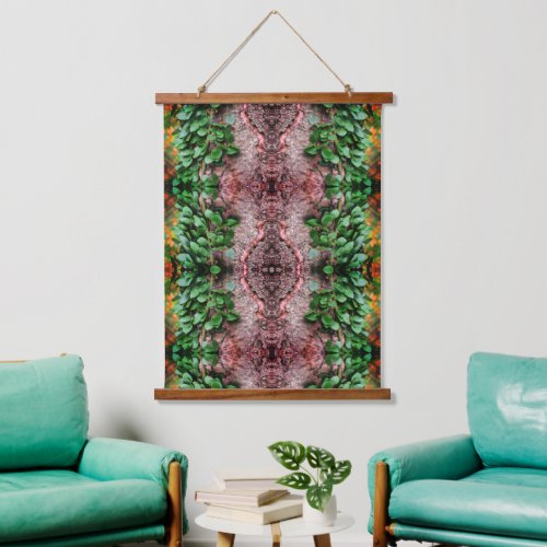 Leafy Green Vine Growing On Tree Abstract Hanging Tapestry