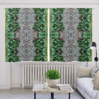 Leafy Green Vine On Tree Mirror Abstract Blackout Curtains