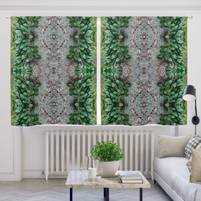 Leafy Green Vine On Tree Mirror Abstract  Blackout Curtains (Living Room)