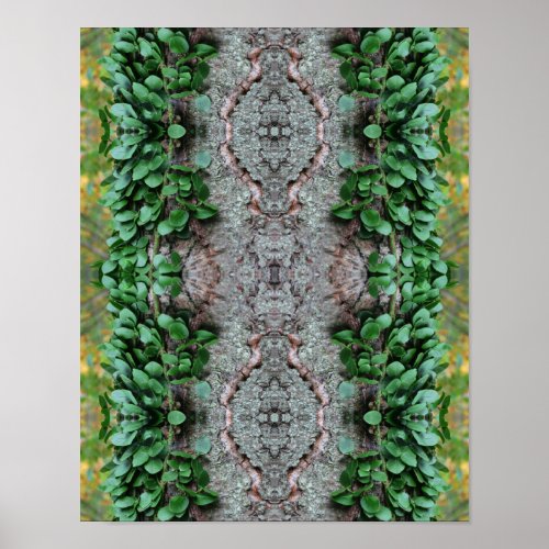 Leafy Green Vine On Tree Mirror Abstract  Poster