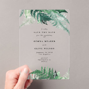 Leafy Greenery Elegant Spring Green Save the Date