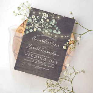 Leafy Greenery Rustic Country Wedding Invitation