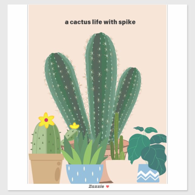 leafy greenish cacti sticker (Sheet)