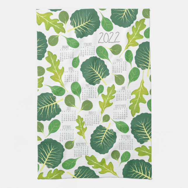 Leafy Greens Calendar Kitchen Towel (Vertical)