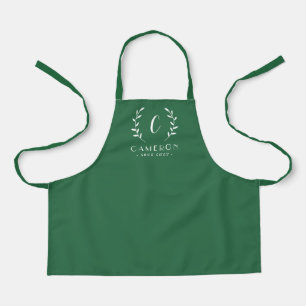 Leafy Initial Editable Color Custom Kid Apron