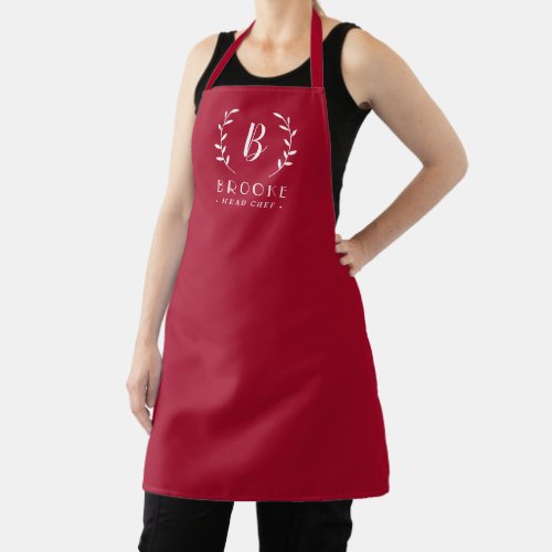 Leafy Initial Editable Color Personalized Apron