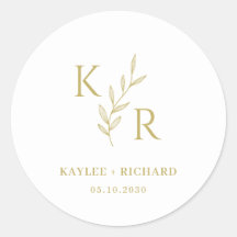 Leafy Initials Wedding Engagement Party Favor