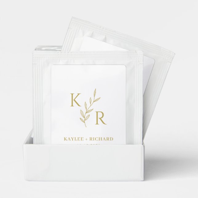 Leafy Initials Wedding Engagement Party Favors Tea Bag Drink Mix (Pair)