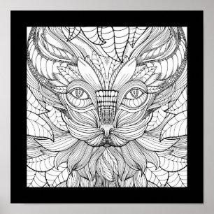 Leafy Jungle Cat Peeking through the leaves Poster