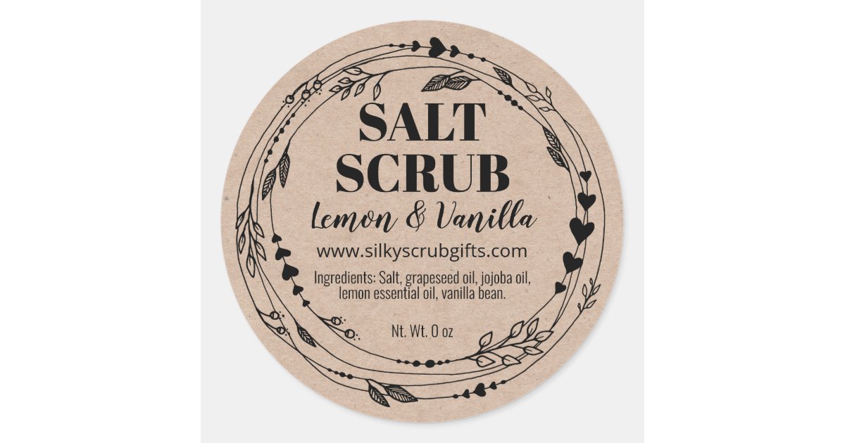 Leafy Kraft Homemade Salt Scrub Labels | Zazzle