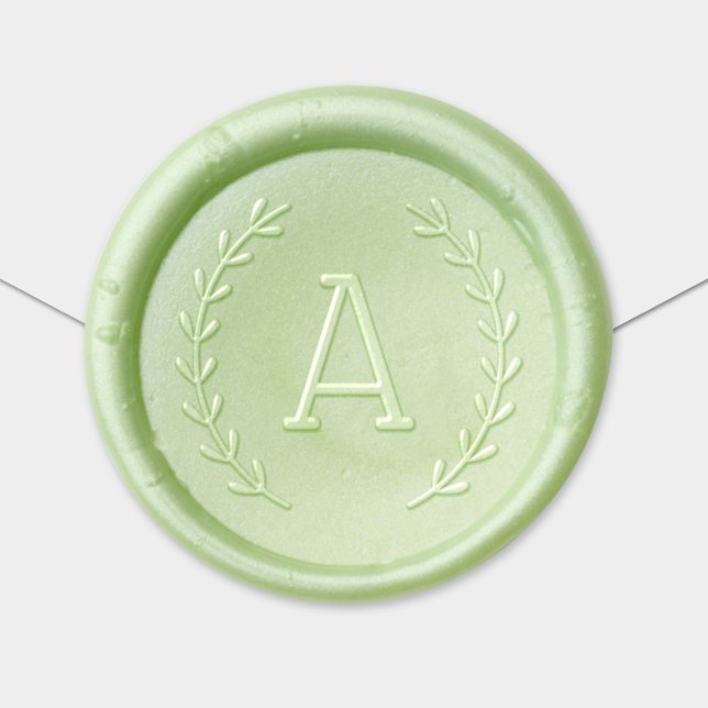 Leafy Laurel Single Initial Monogram Wax Seal Sticker (Creator Uploaded)