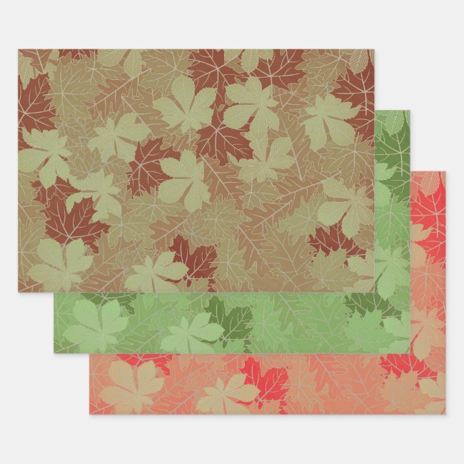 Leafy Leaves Foliage Design Wrapping Paper Sets