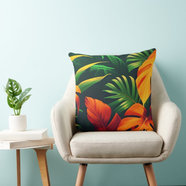 LEAFY LEAVES NATURE GARDEN THROW PILLOW (Chair)