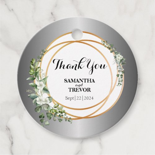 Leafy Luxe Thank You Stickers with Gold Accents Favor Tags