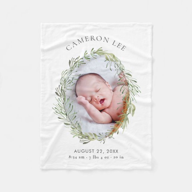 Leafy Meadow Stats Baby Blanket (Front)