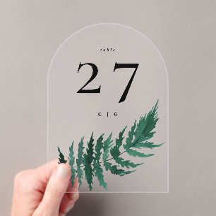 Leafy Modern Watercolor  acrylic Arch Table Number