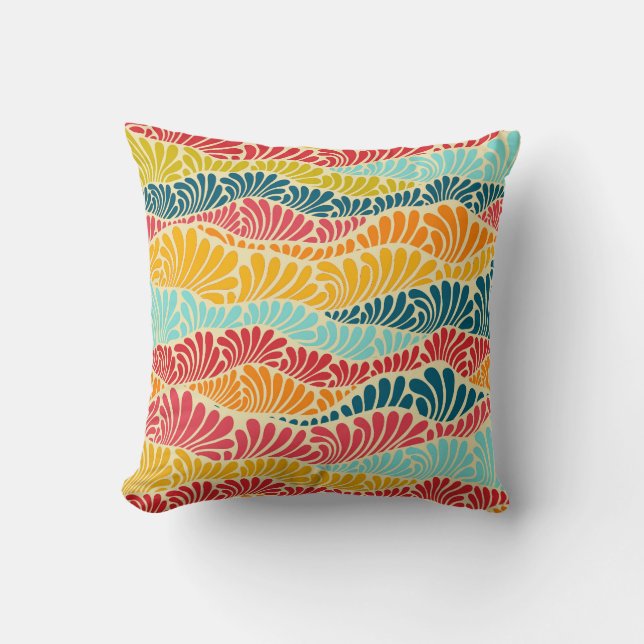 Leafy Mosaic Throw Pillow (Front)