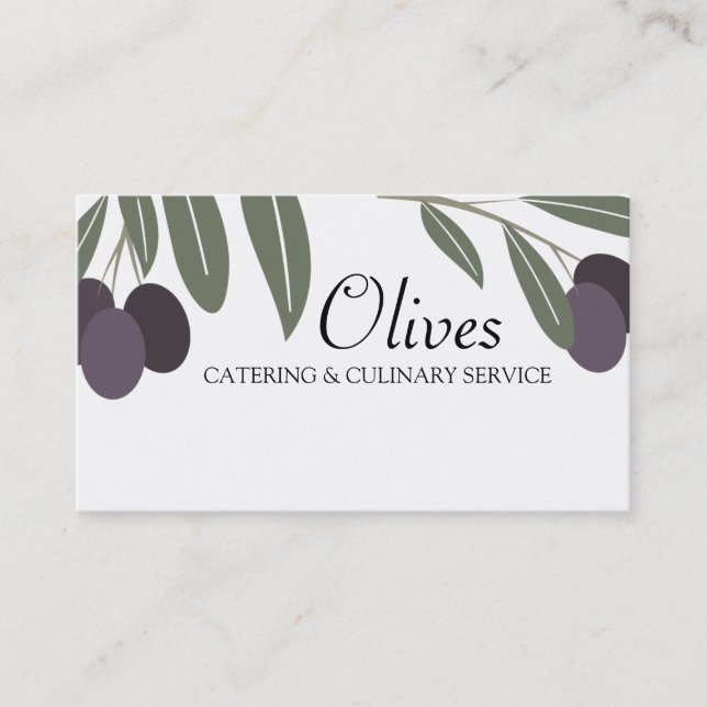 leafy olives branch cooking chef business card,... card (Front)