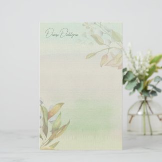 Leafy Ombre Personalized Stationery