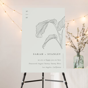 Leafy Palm Sketch Black White Wedding Welcome Foam Board